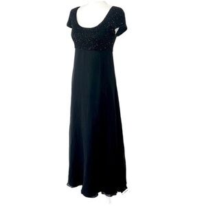 Bieff Basix Elegant Vintage Beaded Black Silk Gown.   Size-6